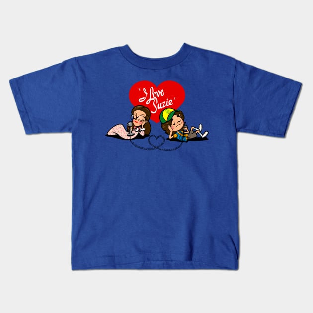 Cute Couple Vintage Retro 80's Parody Cartoon Kids T-Shirt by BoggsNicolas